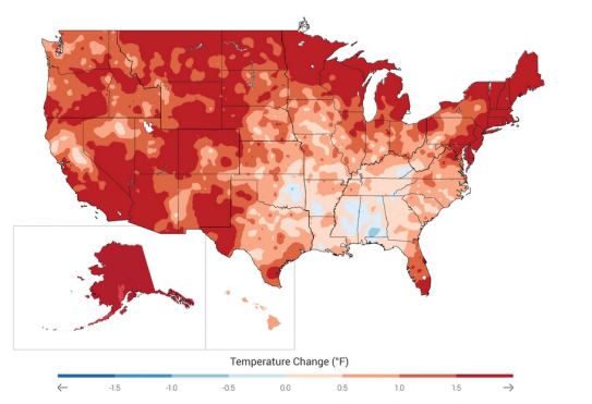 Observed temperature change in the United States (from the Third National Climate Assessment)