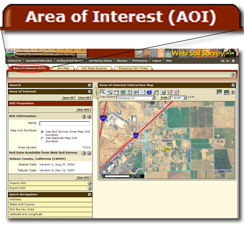 Area of Interest tab - Click to close