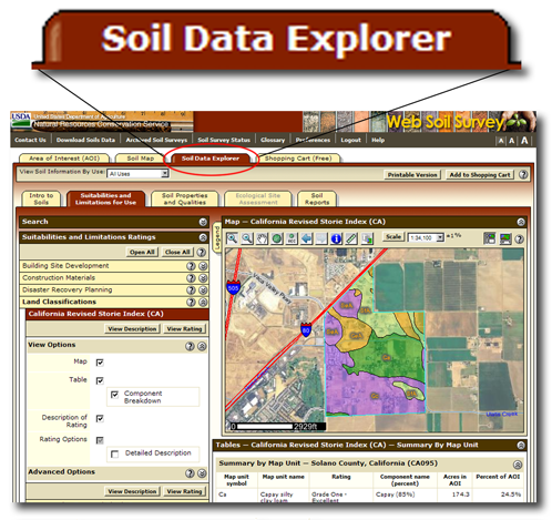 Soil Data Explorer tab - Click to close