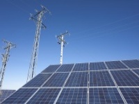 Solar panels with high voltage power lines