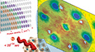 Short laser pulses (the wide red arrow) on the order of femtoseconds (one quadrillionth of a second) changed the electronic properties of a material (the brown hexagonal shape) by triggering phase transitions.