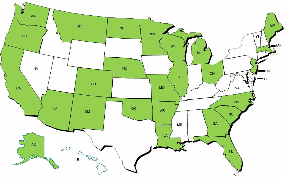 Map of United States displaying location of wilderness areas