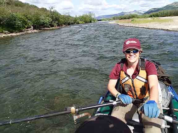 Wilderness Fellow Anna Peterson paddles the Kanektok River, AK.