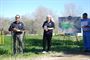 David Castanon, (left) chief of the Los Angeles District’s Regulatory Division, and Therese Bradford, chief of the District&#39;s South Coast Regulatory Branch, speak to representatives at the Feb. 6 groundbreaking for the San Luis Rey wetland mitigation bank near Bonsall.