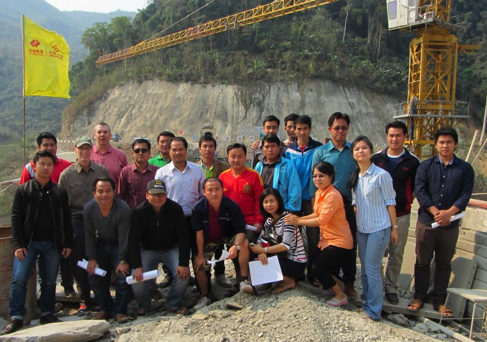 Luang Prabang workshop participants at the Nam Khan 3 Dam Construction Site. Reclamation photo, November 22, 2014.