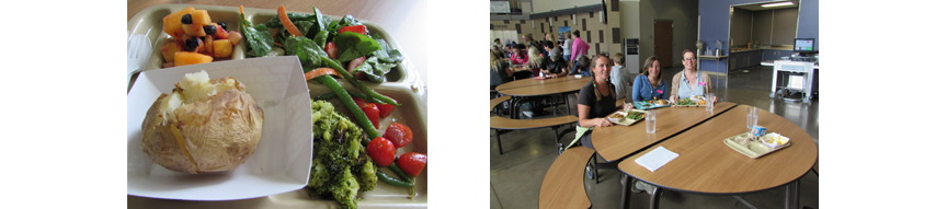 Wendy Dew enjoying lunch with colleagues at the local high school