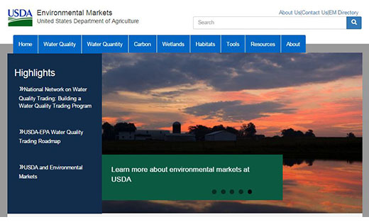Screen shot of USDA site.