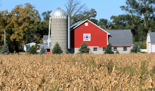 red barn and fields