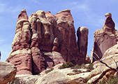 Photo of tall, narrow rock formations