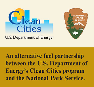 Clean Cities and National Park Service logos - An alternative fuel partnership between the U.S. Department of Energy's Clean Cities program and the National Park Service.