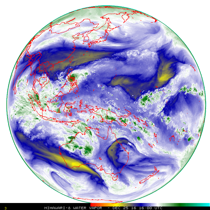 Current Full Disk Himawari 8 Water Vapor Image (Blue)