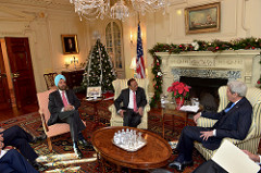 U.S. Secretary of State John Kerry meets with Indian National Security Advisor Ajit Doval, at the U.S. Department of State in Washington, D.C., on December 20, 2016. [State Department photo/ Public Domain]