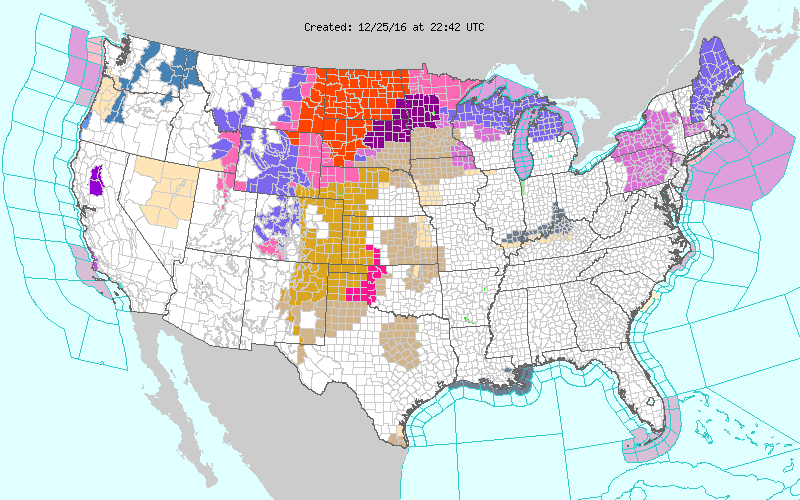 Current Hazardous Weather Watches, Warnings, and Advisories