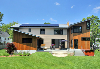 Solar panels on a home in Westport, Connecticut