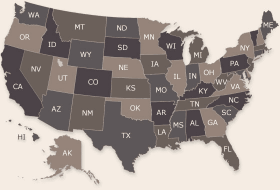 clickabe map of the United States; same functionality as the drop-down state selector