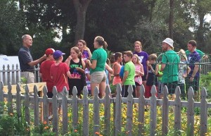 EPA's Kris Lancaster participates in an outdoor environmental education program, sponsored by the Kirksville School District in partnership with the Green Thumb Project.