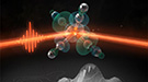 The benchmark catalyst Fe(CO)5 is irradiated with ultraviolet light, causing it to lose one of its five carbon monoxide groups.