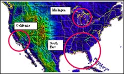 Map of U.S. regional improvement in GPS accuracy.