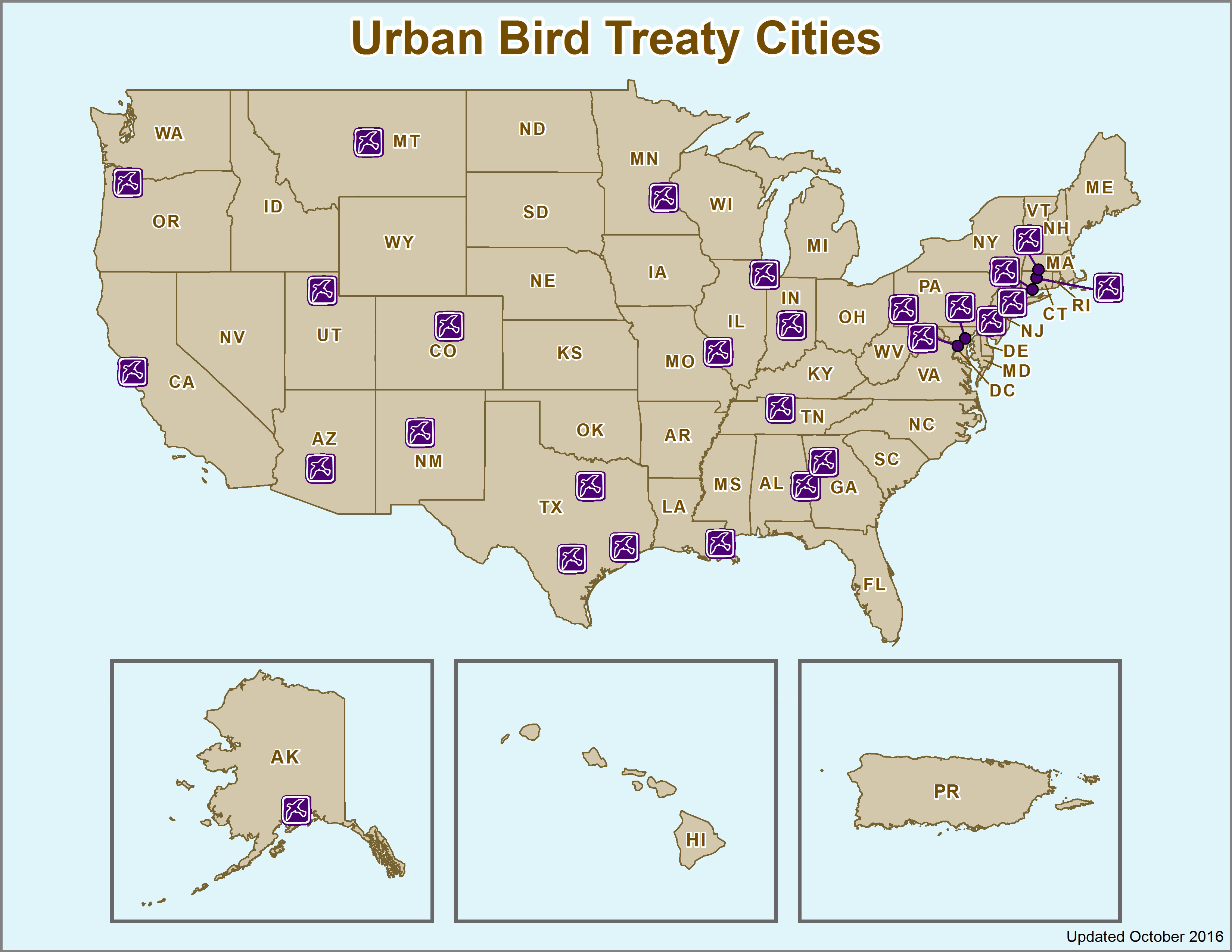 Urban bird treaty city map