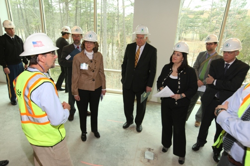 Deputy Administrator Bob Perciasepe and others listen to briefing on EPA’s new Research Triangle Park building that is incorporating sustainability principles.  