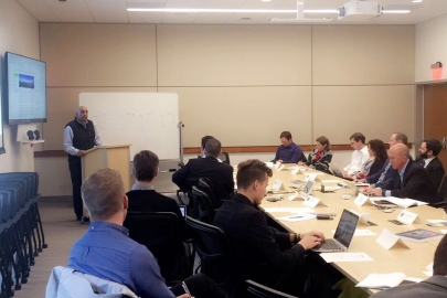 Sanjiv Speaks during Keynote -- CEIC Director and LINKS participants at SLAC National Accelerator Laboratory (credit DOE). 