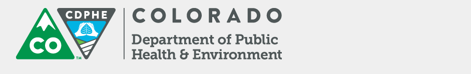 Department logo with the words Colorado Department of Public Health & Environment