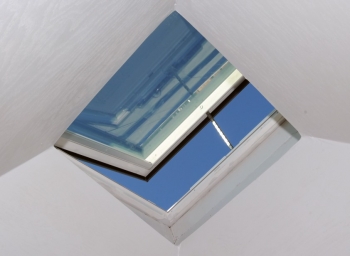 A skylight can provide lighting, ventilation, views, and sometimes emergency egress. | Photo courtesy of Thomas Kelsey/U.S. Department of Energy Solar Decathlon
