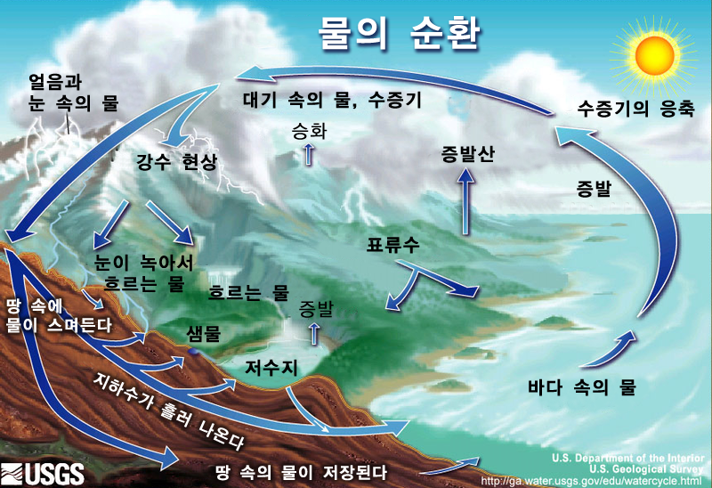 Diagram of the water cycle. 