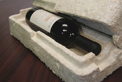 Compostable packing for shipping wine