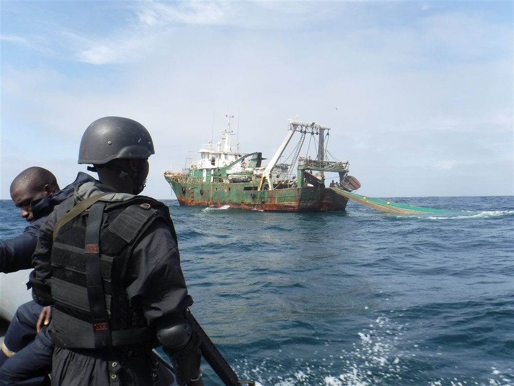 160410-G-XX888-864 (April 10, 2016) ATLANTIC OCEAN - U.S. coast guard law enforcement detachment members assist Senegalese navy personnel to conduct a boarding of a fishing vessel as part of Africa Maritime Law Enforcement Partnership, April 10, 2016. The combined U.S.- Senegal operation was conducted from the Senegalese navy ship Kedougou (OPV 45), the first time ever AMLEP has been executed without a U.S. vessel. AMLEP is a U.S. Naval Forces Europe-Africa/U.S. 6th Fleet facilitated theater security cooperation initiative that aims to build African partner nation capacity to patrol and enforce maritime law within that nation's territorial waters and economic exclusive zone. (U.S. Coast Guard photo by Maritime Enforcement Specialist 1st Class Glen Hyzak/Released)