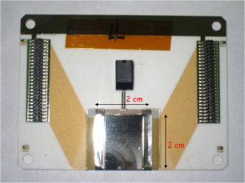 A detailed view of the diamond wafers scientists use to get a better measure of spinning electrons. | Photo courtesy of Jefferson Lab. 