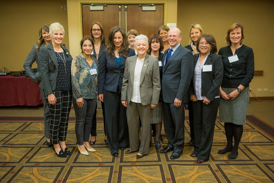 Administrator Gina McCarthy and Assistant Administrator Jim Jones with women owners of businesses that manufacture Safer Choice products.