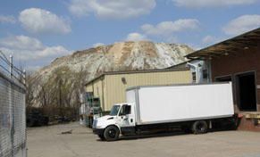 Truck parked at a composting facility