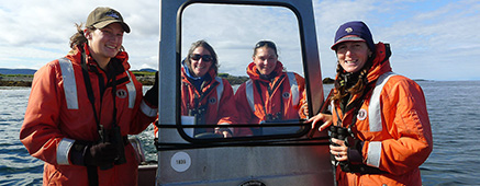 Volunteers with biologist Robin Corcoran: August 2012 Nearshore Marine Bird Survey Credit Lisa Hupp/USFWS