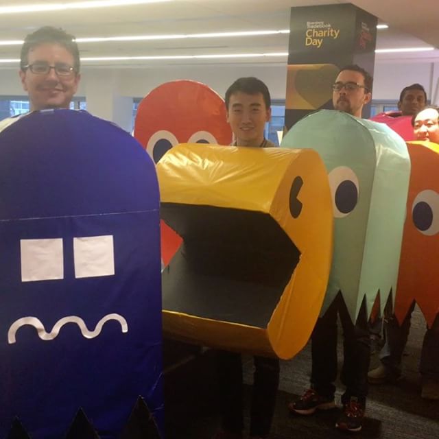 PAC-MAN and his crew are having some fun out here for #TBKCharityDay in NYC -- our annual event where we partner with celebrities and the financial community to donate trading commissions to a variety of Bloomberg-supported charities.