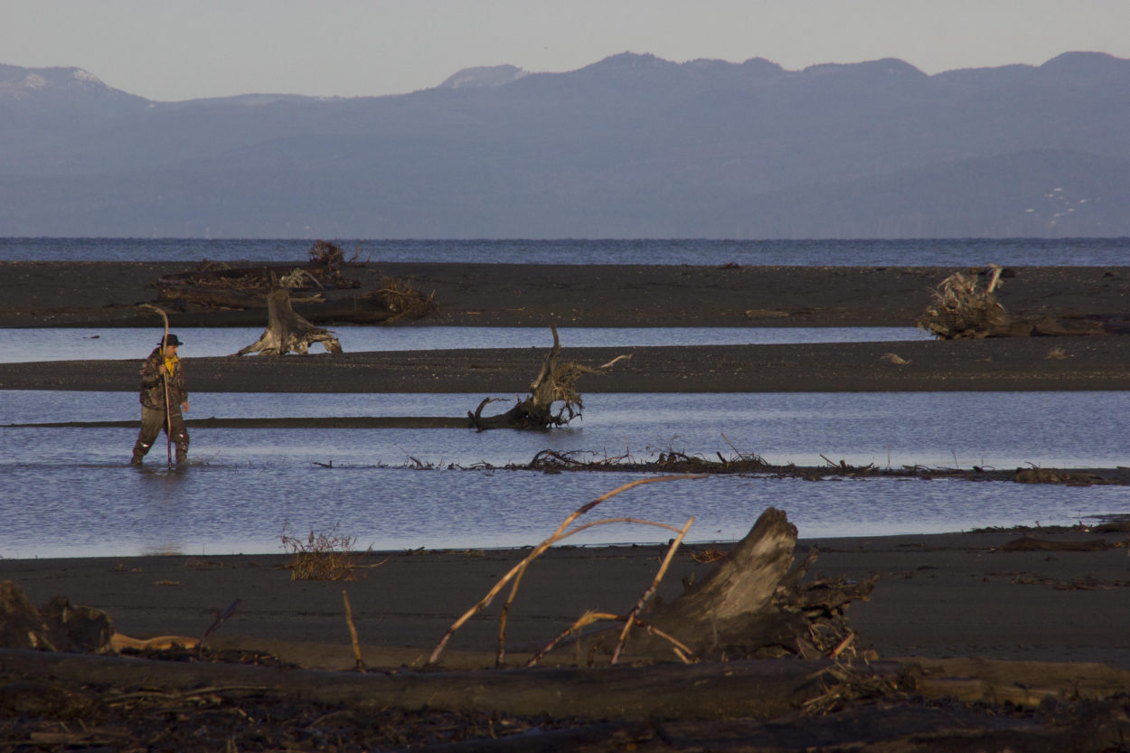 Elwha Tribal member monitoring salmon