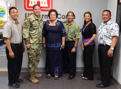 American Samoa Congressional Representative Aumua Amata Coleman Radewagen had an office call with District Commander Lt. Col. James Hoyman and other District‬ leaders and project managers Aug. 8 to discuss ongoing and potential future projects in the island territory.
