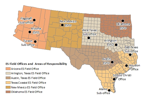 Imagemap of USFWS Southwest Region