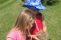 kids holding a nest