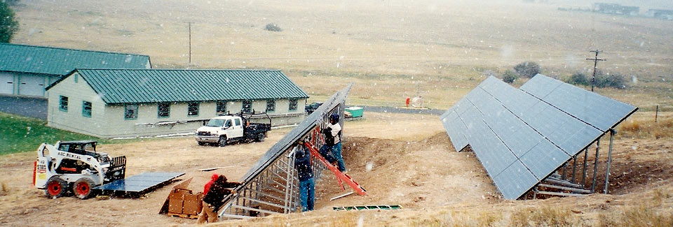 Installing solar panels at Ennis National Fish Hatchery. Credit: USFWS.