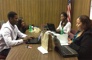 MBA Students from Clark Atlanta working with the city of Lithonia, Georgia at the Lithonia City Hall.