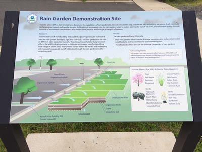 Display explaining the rain garden at EPA’s Edison, NJ facility.