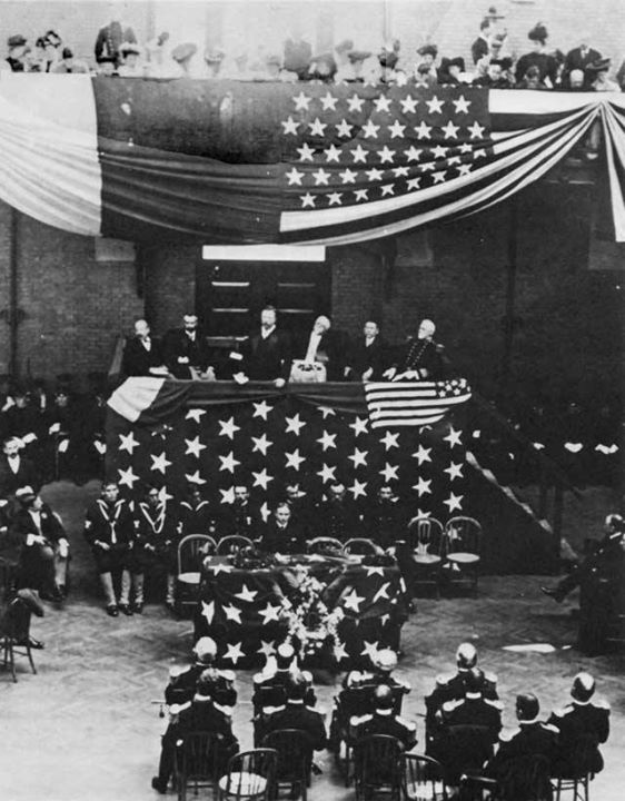 In 1906, at the United States Naval Academy, President Theodore Roosevelt delivers an impassioned eulogy praising John Paul Jones and reminds those at his funeral what Jones meant to our U.S. Navy and our country.