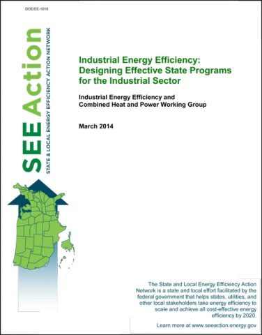Thumbnail image of the cover of the linked report on designing industrial energy efficiency programs