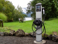 This ChargePoint station is located in the Columbia River Gorge National Scenic Area in Stevenson, WA, -- an area that is adjacent to the city's shops, restaurants, spas and art galleries. | Photo courtesy of Port of Skamania.