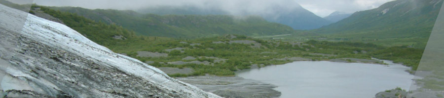 Glacial lake near the Chugach Mountains in southern Alaska