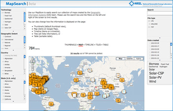 A screen capture of the MapSearch Map view option
