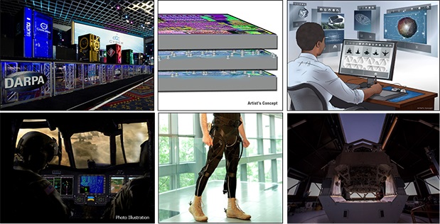 DARPA’s High-speed Optimized Handling of Holiday Operations (HO HO HO) initiative aims to help Santa Claus and his elves more quickly and efficiently complete their holiday duties by providing access to research from numerous DARPA programs. This year’s contributions include technologies developed through the Cyber Grand Challenge (upper left), Intrachip/Interchip Enhanced Cooling (ICECool)(top center), Transformative Designs (TRADES)(top right), Multifunction RF (MFRF)(bottom left), Warrior Web (bottom center), and the Space Surveillance Telescope (SST). 