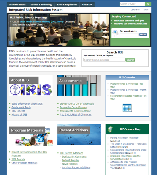 screenshot of the iris website