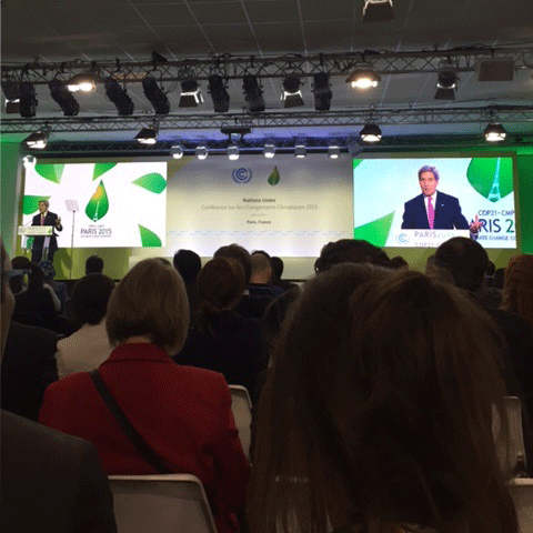 Secretary of State John Kerry speaks at COP21 about the need for countries to seize the opportunity for an ambitious, lasting climate agreement. 